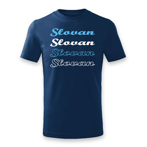 Modré detské tričko nápisy Slovan