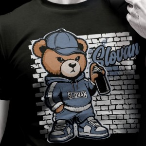 Čierne detské tričko Slovan - Macko sprejer