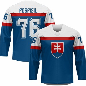 Modrý detský hokejový dres Slovensko MS 2026 replika s vlastným menom a číslom